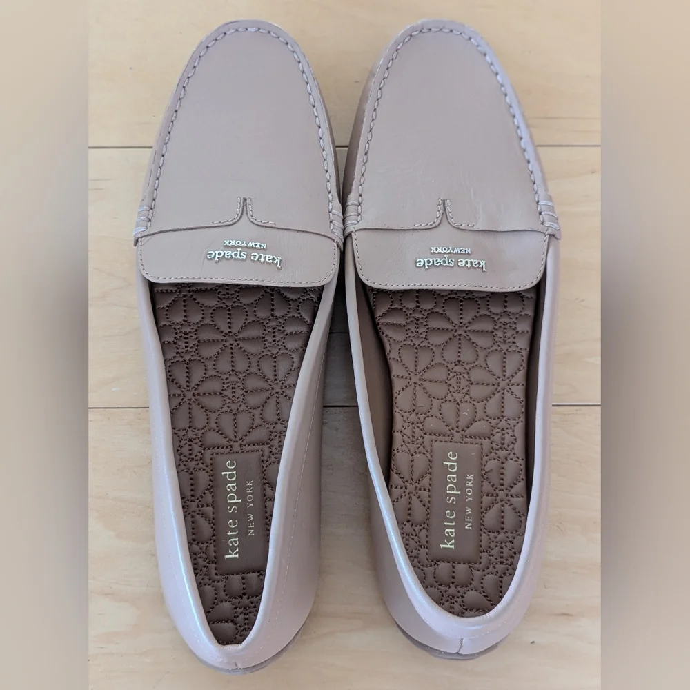 Kate Spade Leather Loafers Tan Made in Italy Flats 10.5-11 NWOT